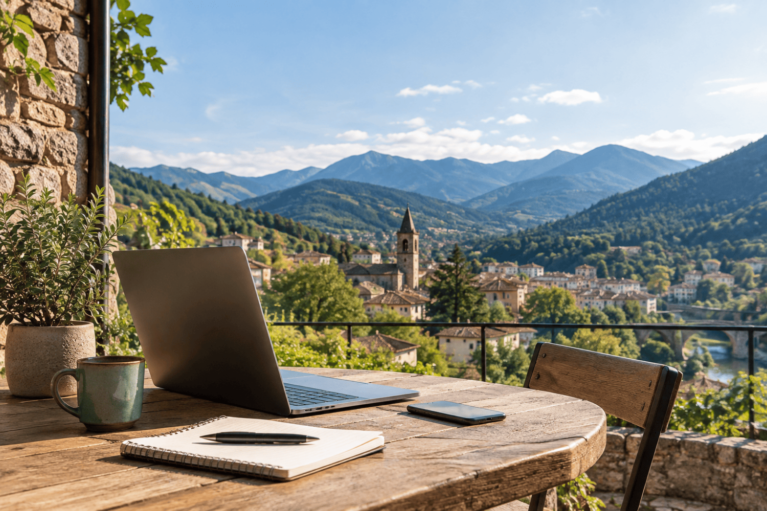 Vistas del Ripollès con casas y naturaleza, un entorno ideal para vivir y teletrabajar